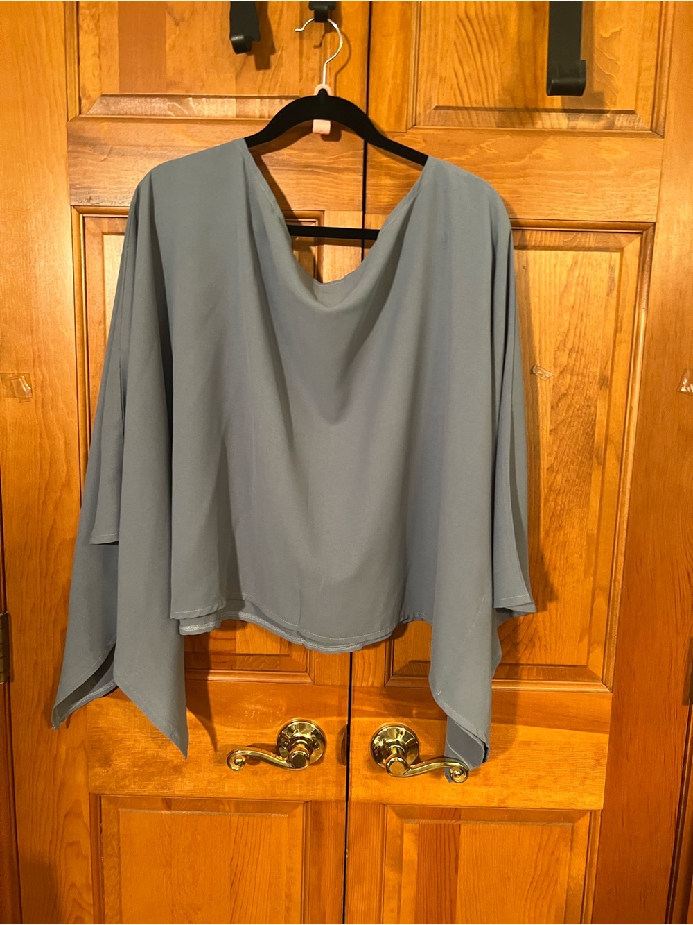 Flowing Slate Gray Women's Tunic Top - Brand Unspecified